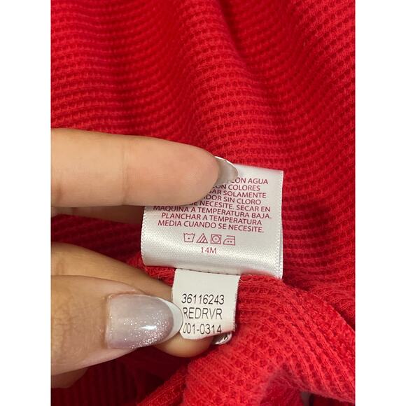 Faded Glory VTG Y2K Thermal Waffle Knit Top Men's Size L Red Grunge Skater 90s - Picture 7 of 9